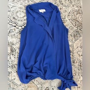 Blue front tie blouse, size M